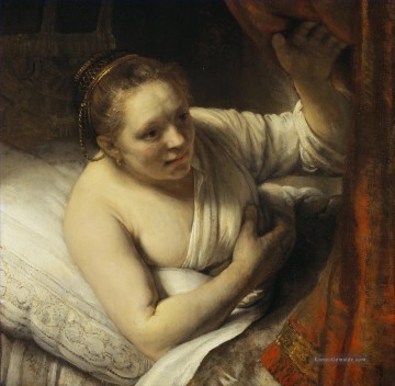 Frau im Bett Rembrandt Ölgemälde